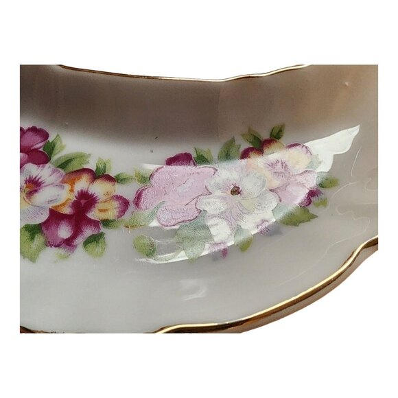 SET of 6 CMI CHADWICK Vintage 1/2 MOON CRESCENT DISHES Maple Leaf Flowers JAPAN - Picture 12 of 16